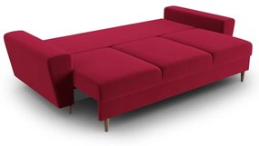 Czerwona aksamitna rozkładana/ze schowkiem sofa 235 cm Kyoto – Cosmopolitan Design