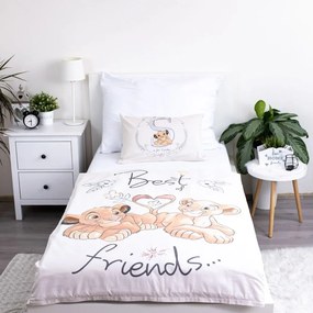 Jasnożółta bawełniana pościel dziecięca do łóżeczka 100x135 cm Lion King "Best Friends" – Jerry Fabrics