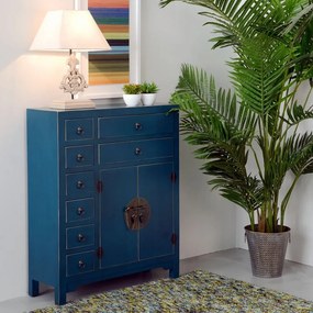 Niebieska wysoka komoda 73x90 cm Oriente – Ixia