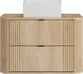 Szafka łazienkowa wisząca z umywalką nablatową kwadratową - Jasny naturalny - 80 cm - FILOR