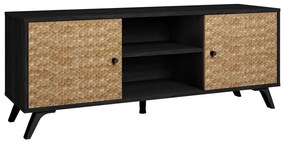 Czarna szafka pod TV w dekorze drewna egzotycznego 136x53 cm Hanoi – Marckeric