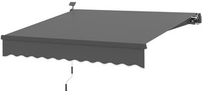 Outsunny Markiza z ręczną korbą i solarnymi światłami LED, Ochrona UV 50+, szerokość 300 cm, w kolorze szarym