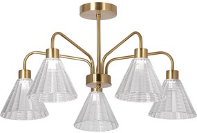 Żyrandol na drążku 5xE27/60W/230V złoty