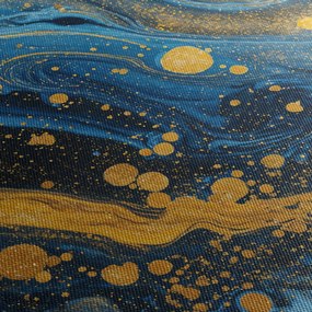 Obraz - Niebieska abstrakcja ze złotem (170x50 cm)