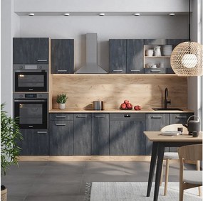 Aneks kuchenny czarny beton/złoty dąb 300x46x81.6 r-line