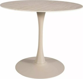 Okrągły stół jadalniany AMADEO z ceramicznym blatem 90x90 cm, beżowy