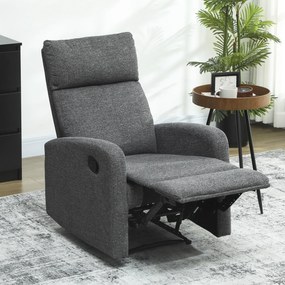 HOMCOM Fotel relaksacyjny, regulowany fotel leżący z dostosowywanym podnóżkiem, nowoczesny fotel do salonu z pokryciem materiałowym, Szary