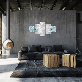Obraz - 3D niebieskie kwiaty (125x70 cm)