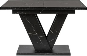 Zestaw Stół Prostokątny Rozkładany CLARK 120-160 cm Czarny Marmur i 4 Krzesła Tapicerowane CORK Czarne Welurowe Loft