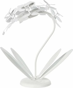 Mała lampa stołowa Orchidea 38x20x57 cm z ciętego laserowo żelaza Nowoczesny wzór kwiatowy Gniazdo E14 Wyprodukowano we Włoszech Biały