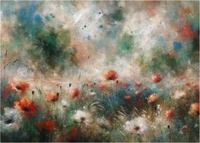 Obraz na szkle – Abstrakcja pola z makami (70x50 cm)