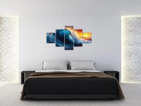 Obraz - Fala o zachodzie słońca (125x70 cm)