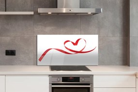 Panel szklany do Kuchni Serce z Czerwoną Wstążką