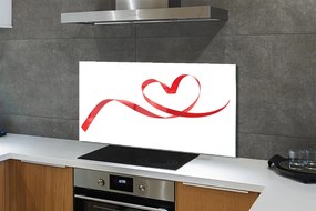 Panel szklany do Kuchni Serce z Czerwoną Wstążką