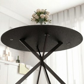 HOMCOM Okrągły stół jadalniany dla 4 osób, stół kuchenny w stylu industrialnym ze stalowymi nogami, do jadalni, kuchni, czarny | Aosom PL