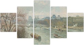 Obraz - Camille Pissarro, The Louvre, Afternoon, Rainy Weather, reprodukcje (125x70 cm)