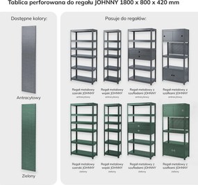 Tablica perforowana do regału: 2 sztuki zielona, 1800x20x420 mm: JOHNNY