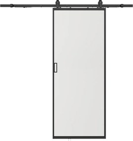 Drzwi przesuwne naścienne - aluminium i matowe szkło hartowane - wys. 205 x szer. 93 cm - LINCI II