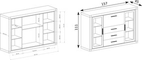Komoda MALAGA 157 cm do Salonu Sypialni Dąb sonoma
