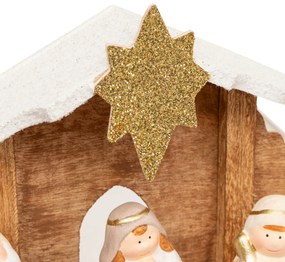 Szopka bożonarodzeniowa + 7 figurek, 33 x 16 cm