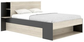 Łóżko 140 x 190 cm ze schowkami - Naturalny i czarny - KEROSIA
