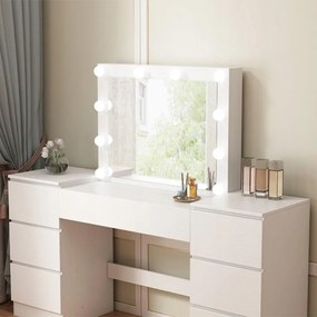 Toaletka z lustrem z szufladami biała do makijażu glamour nowoczesna loft