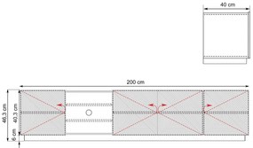 Szafka RTV Asha 200 cm z ryflowanym frontem i wnęką - artisan / czarny mat
