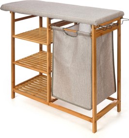 Bambusowa szafka z deską do prasowania i koszem na pranie BAMY, 111 x 34 x 82 cm