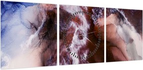 Obraz - Fioletowy marmur N⁰3 (z zegarem) (90x30 cm)