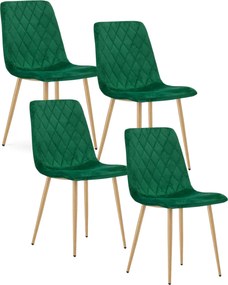 Zestaw 4 ciemnozielonych krzeseł metalowych T6-B42