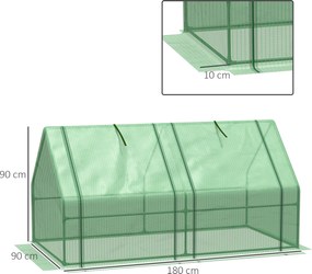 Szklarnia Outsunny z 2 oknami na zamek, siatkowa folia PE, szklarnia stalowa, na balkon, ogród, szklarnia na pomidory 180x90x90 cm, szklarnia na warzywa, kwiaty, rośliny, Zielona