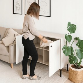 Komoda do Salonu SOFT 104 cm Kaszmir Ryflowana Dwudrzwiowa Nowoczesna