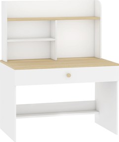 AIYAPLAY Biurko dziecięce Biurko dla dzieci z szufladą Regał na książki Miejsce do przechowywania dla dzieci 3-8 lat, 80 x 50 x 100 cm Biały | Aosom PL