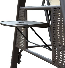 Huśtawka ogrodowa Outsunny 3-osobowa z dachem, beżowo-brązowa, 121×208×172 cm