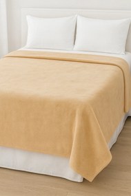 Koc Gładki Beżowy 200x220 cm miękki ciepły dwustronny do salonu sypialni