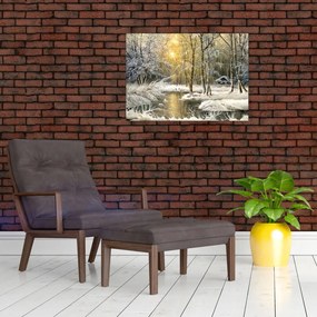 Obraz - Domek w lesie, obraz olejny (70x50 cm)