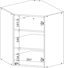 Kuchenna szafka modułowa wisząca narożna BELLA GN-60/72 popiel połysk