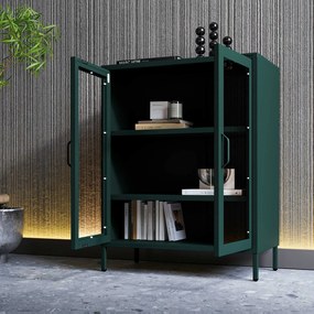 Witryna przeszklona niska butelkowa zieleń: Modern GINA, 800 x 1015 x 400 mm