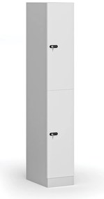 Szafka skrytkowa S1, 2 schowki, 1850 x 300 x 500 mm, demontaż, zamek mechaniczny z kodem, drzwi laminowane, biała