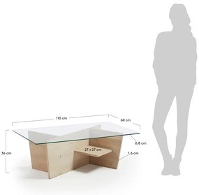 Stolik ze szklanym blatem w naturalnym kolorze 60x110 cm Balwind – Kave Home