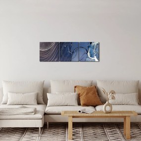 Obraz - Atrament marmurkowy (z zegarem) (90x30 cm)