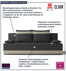 Szaro-beżowa sofa rozkładana z pojemnikiem E6-M34