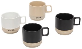 Zestaw 4 filiżanek na stojaku LUCA, 4 x 240 ml
