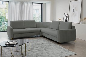 Masseno Narożnik VELA z funkcją spania i pojemnikiem na pościel Narozniki L, Rozkładana sofa - Szary, CASTEL 93