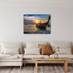 Obraz statku na brzegu (70x50 cm)