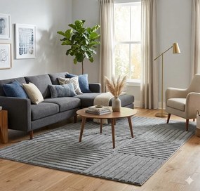 Dywan nowoczesny 3D Art Kwadraty szary 200 cm x 290 cm