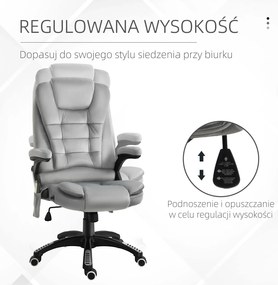 Vinsetto Fotel biurowy ergonomiczny z masażem i ogrzewaniem szary maksymalne obciążenie 120 kg | Aosom PL