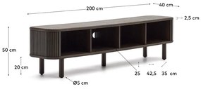 Ciemnobrązowa szafka pod TV w dekorze jesionu 200x50 cm Mailen – Kave Home