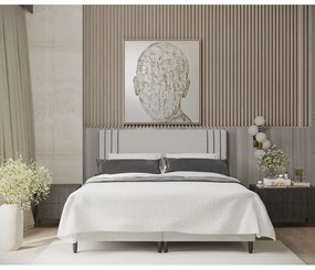Jasnoszare tapicerowane łóżko dwuosobowe ze schowkiem 160x200 cm Musca – Maison de Rêve
