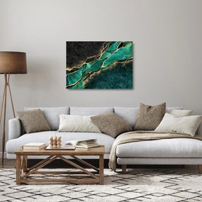 Obraz na szkle - Marmurki olejno-złote (70x50 cm)